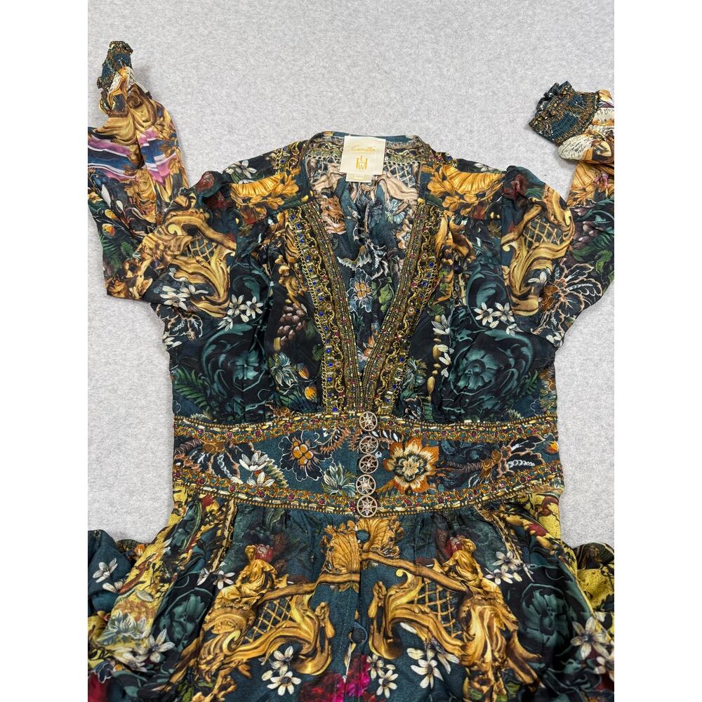 Camilla Button Dress Shaped Waistband Womens Size AU XL Silk Verdis World - Picture 6 of 7